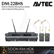 AVTEC DM-228HS Dual Ch. UHF Wireless Microphone System With 2 X Head-Set Microphone (DM228HS)