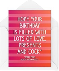 Tongue in Peach Funny Cards Birthday Card Gifts and Rooster for 21st 30th 40th 50th 60th 70th Greeti