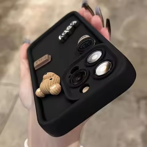 Cute 3D Bear Coffee Cartoon Case For Samsung Galaxy S24 Ultra A15 A35 A55 A14 A34 A54 A52 S23 FE S22