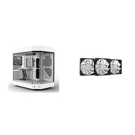 HYTE Y60 Case, Snow White + Flow FA12 Triple Fan Pack Bundle