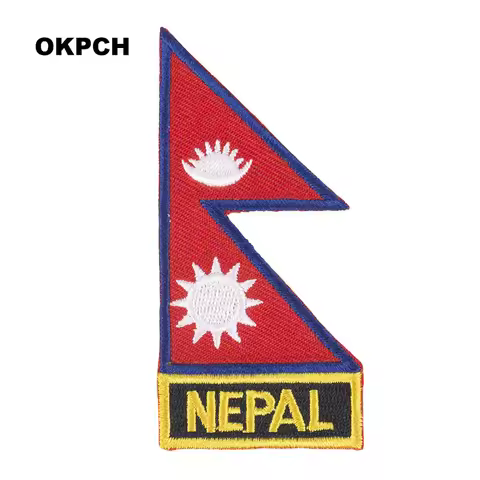 Nepal Flag Embroidery Patches Iron on Saw on Transfer patches Sewing Applications for Clothes in Hom