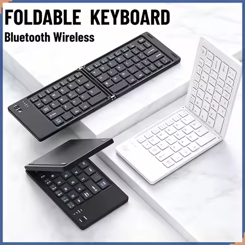 Foldable Wireless Keyboard Slim Bluetooth Keyboard Rechargeable Folding Keyboard for Ipad For IOS An