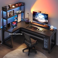 Q·1 Desktop QUQ  Corner Game Computer Home Study Desk With Bookshelf Office Table  UII