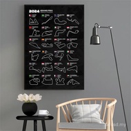2024 F1 World Racing Track Posters Print Canvas Wall Art Sports Car Grand Prix Schedule Painting for
