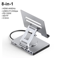 9 in 1 USB C HUB Tablet Holder Docking Station 4K60Hz HDMI 1000Mbps Ethernet USB3.0 5Gbps Data Trans