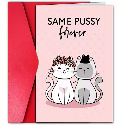 1pc, funny wedding card, wedding anniversary card, happy Valentines day card, cute cat card, for wif