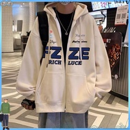 M-8XL Korean Style Zipper Hooded Sweatshirt Men Women Loose Fit Causal Plus Size Hoodie