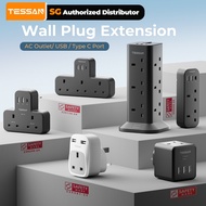 TESSAN - SG Safety Mark, Wall Multi Plug Sockets Adapter Power Extension Tower with USB & Type C