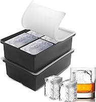 Large Ice Cube Trays for Whiskey: BECOKIT Big Silicone Ice Cube Trays - 3 * 2Inch Square Ice Cubed T