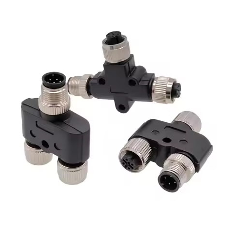 M12 Sensor Connector Waterproof Three-way Pipe Conversion Plug Male Female 4 5 8pin Y Shaped T Type 