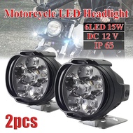 ☞ﺴ 2pcs Motorcycle Headlight 6 LED Auxiliary Lights High Brightness Spotlights Scooters Electric Vehicle Waterproof Modified Bulbs