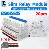 20PCS Slim Relay HF41F 5V 12V 24V Industrial Din Rail Relay With LED 6A SSR 41F-5-ZS 41F-12-ZS 41F-2