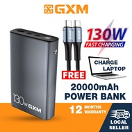 GXM 130W PD Power Bank 20000mAh Type C Fast Charge Laptop Phone Tablet Powerbank Portable Charger 10