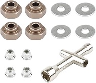 Rchobbytop 4 Sets 12mm to 17mm Hub Hex Adaptor Converter & Locknut & Wrench Upgrade Parts (Titanium)