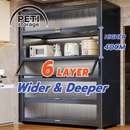Upgrade Petistorage Kitchen Cabinet Rack Microwave Oven Cabinet Kitchen Storage Racks Shelf with Doo