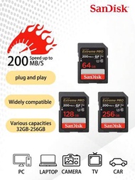 閃迪 SD 卡 Extreme PRO 512G 256G 128G 64G 32G U3 4k 讀取速度高達 200MB/s C10 V30 UHS-I SDHC / SDXC 相機存儲卡