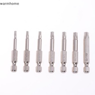 WHE 7 Pcs S2 Magnetic Star Screw Driver 5 Point Screwdriver Bits 50mm 1/4" Hex Shank T10 T15 T20 T25