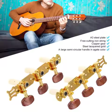 2pcs Classical Guitar Tuning Pegs Guitar Knobs Chords Open Gold Chords 1:14 Gear Tuning Pegs Guitar