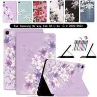For Samsung Galaxy Tab S6 Lite 10.4 SM-P610 /Tab S6 Lite 10.4 2022 SM-P613 P619 Thin Stand PU Leather Marble Protective Book Shocproof Flip Case Cover