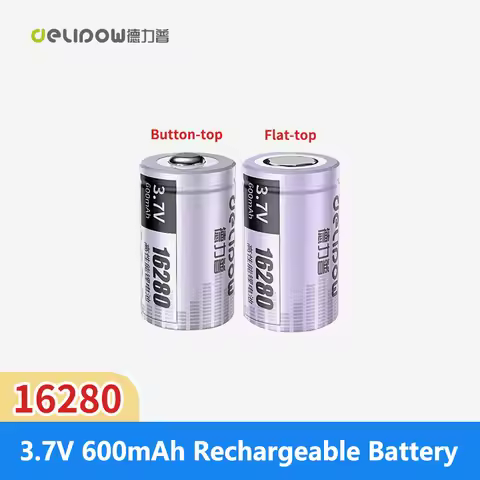 2-8pcs 100% New Original Delipow 16280 battery 3.7v（16*28mm） 600mAh 16280 Lithium lon Rechargeable B