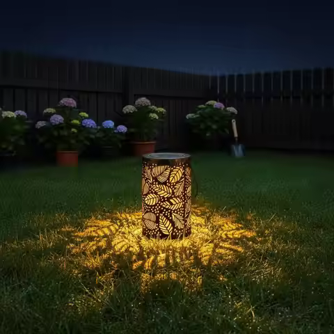 Hollow-Pierced Foliage Lantern Waterproof Solar Projection Lamp Foliage Pattern Outline Lamp Outdoor