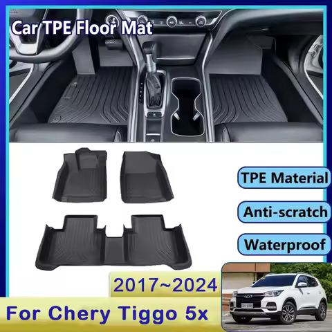 Car Floor Mat For Chery Tiggo 5x 4 Pro 5x Pro EMC Wave 3 2017~2024 Luxury Waterproof Mud Carpet TPE