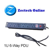 1U PDU 6 way Outlet Power Distribution Unit Surge Protector 250V 13A 3500W with Long Extension Cord