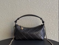 【黑色】TORY BURCH LARGE FLEMING SOFT CROSSBODY BAG新款菱格法棍包，鏈條 斜挎～尺寸21128