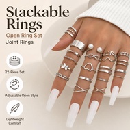 Open Adjustable Multi Joint Heart Ring Set For Women Design Butterfly Ring Unique I0z3