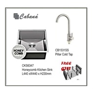 Cabana CKS6347 SUS304 Honeycomb Undermount Sink + CB1531SS Pillar Mounted Tap