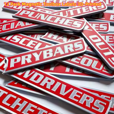 12 Pack Magnetic Toolbox Labels 3D-Printed - General Tool Box Organize Accessories Reusable Labels