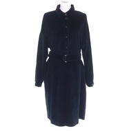 เดรสเชิ้ตผ้าลูกฟูกมีเข็มขัด ผ้าฝ้าย 100% ยี่ห้อ WEEKEND MaxMara สีน้ำเงินเข้ม ไซส์ 46 ผลิตในอิตาลี ข