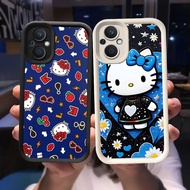 O-36 Kitty Paint Case for OPPO Reno 8Z 7 8 7Z Lite 5G Black and White