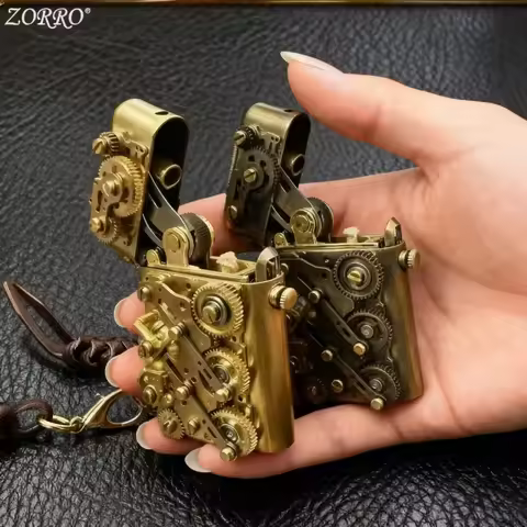 Personalized Mechanical Steampunk Lighter Creative Pure Copper Oil Lighter Gear Linkage Cool Men's G