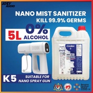 Malaysia Store Codex Nano Mist Sanitizer 5L Liquid Disinfectant Sanitizer Non-Alcohol Anti-Coronavirus K5 Spray Gun 消毒