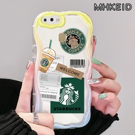 MHKEID Casing Ponsel untuk OPPO A5 A3s A12 A12s A12e A5s A7 A31 2020 A8 A11K realme c1 Case lembut sarung HP silikon bening Cases tekstur lembut Casing warna-warni kopi Starbucks Kesing dengan tepian gelombang Softcase