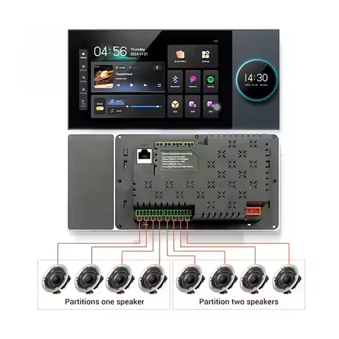 Wall Amplifier 7-inch Two-zone Playback Touch Screen Intelligent Background Music System Support Goo