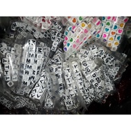 (choose letter) 80-100 square letter beads 6mm, 7mm from A-Z so white with black letters to make bra