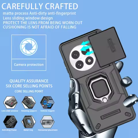 For OnePlus 13 Phone Case Slide Lens Protect Armor Phone Case for OnePlus13 1+13 ONEPLUS13 Car Magne