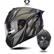 Genuine SOMAN 961-S Fullface Helmet Sports Design Anti-UV Double Goggles, Helmet