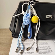 Blue Crocs Keychain Paris Eiffel Tower Tennis Charm Braided Rope of Bag Charms for Men and Women4.6