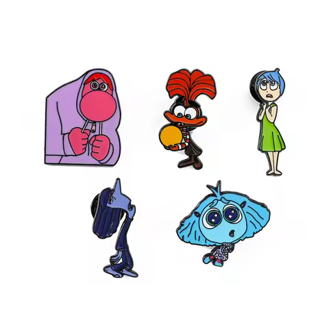 5 Pcs Anime Inside Out Brooch Emotional Character Enamel Pin Metal Badge Jewelry Clothing Backpack A