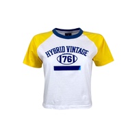 Hybrid Crop  ไฮบริดเสื้อยืดผู้หญิง ทรงครอป สีขาว/เหลือง(White/Yellow) WTS-1047-WH/YE