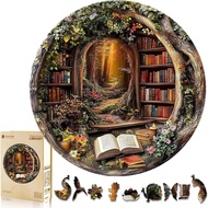 KAAYEE Wooden Puzzles for Adults, 3D Visual Effect Tree House Library Wooden Jigsaw Puzzle Unique Sh