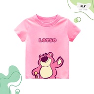 Kaos Anak Unisex Gambar Hallo Lotso Distro Cotton Tops Summer Casual Boys Girls Short Sleeve TShirt
