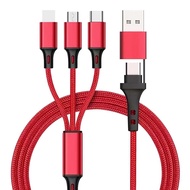 【OKLINE】六合一 3A USB PD編織快充線 Lightning TYPE-C Micro USB 紅色_廠商直送