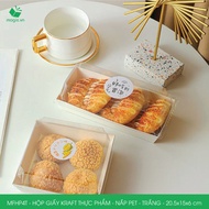 Mfhp4t - 20.5x15x6cm -100 White Food kraft Paper Box With Pet Lid, Rectangular Paper Box For Food, Inner Lid Cake Box