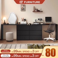 Makeup Table Computer Table Black DIY L Shape Table Office Table with Chest Drawer Meja Solek Bedroo