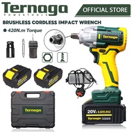 Ternaga 420N.M 2in1 Chuck Cordless Impact Wrench Brushless Heavy Duty Torque 21V 3Ah Lithium Battery