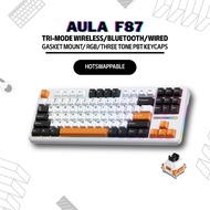Ready Stock Aula F87 Tri-mode RGB Gasket Mechanical Keyboard Wireless/Bluetooth/TypeC Papan kekunci